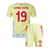 Camisa de Futebol Espanha Lamine Yamal #19 Equipamento Secundário Infantil Europeu 2024 Manga Curta (+ Calças curtas)